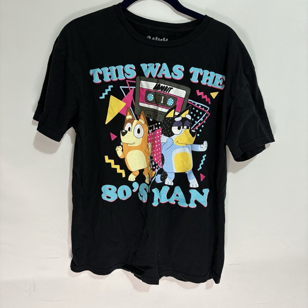 Bluey Graphic  Tee Men’s Medium Black “this Was The 80s”